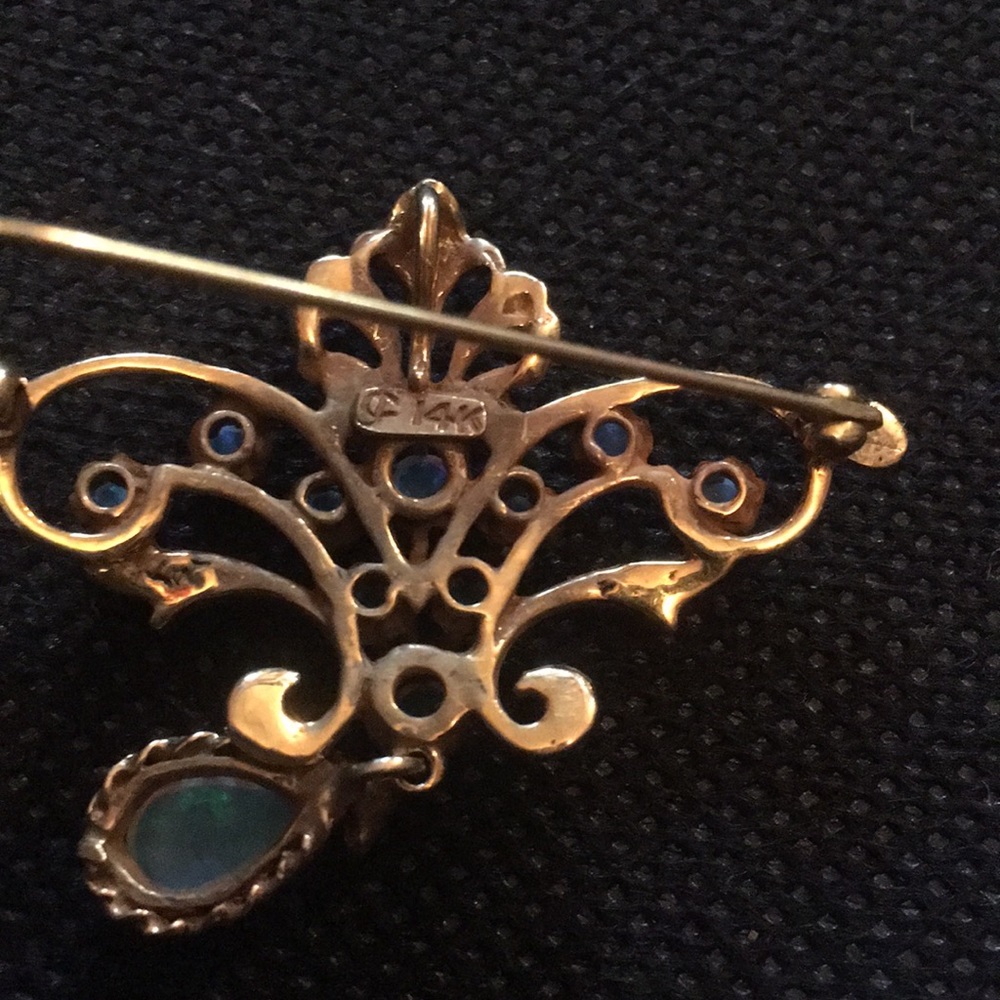 Vintage opal brooch & earrings - Picture 4 of 7